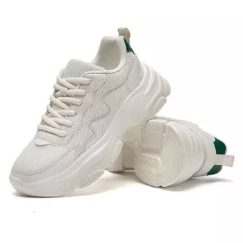 мода Fujeak Большие размеры Повседневная обувь на платформе Модные женские кроссовки Нескользящая обувь Дышащая сетчатая обувь Спортивная обувь для бега 36 бежевый