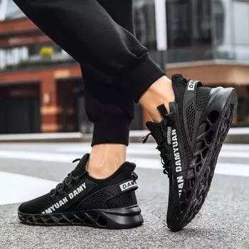 мода Fujeak новый стиль мужские кроссовки на шнуровке спортивная обувь мода на открытом воздухе ходьба бег кроссовки сетчатая повседневная обувь Zapatillas 39 чёрный