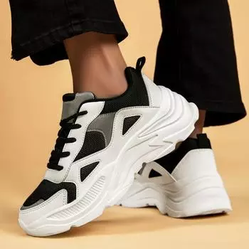 мода Fujeak повседневные дышащие кроссовки для женщин нескользящие кроссовки для бега на открытом воздухе обувь больших размеров модная женская спортивная обувь 36 черный белый