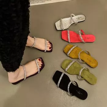 мода Горячая Распродажа Обувь для женщин Современные тапочки Женские тапочки Модные повседневные тапочки Женские нескользящие однотонные туфли Женские 35 чёрный