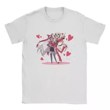 Мода Hazbins Hotels Футболки Мужские футболки с круглым вырезом из хлопка Футболки с коротким рукавом Футболки для вечеринок S чёрный