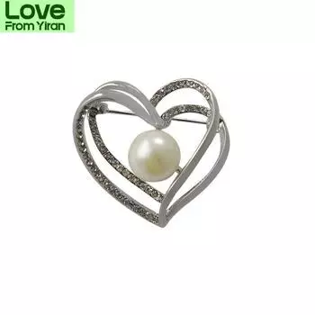Мода High-End горный хрусталь жемчуг двойной персик сердце популярные ювелирные изделия темперамент пол булавка брошь корсаж женский