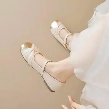 мода, хит продаж, весна и осень, женская обувь, модные, с круглым носком, подходящие по цвету, большого размера, с пряжкой в одну линию, женские туфли на плоской подошве 35 бежевый