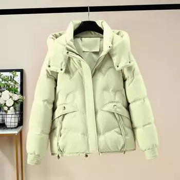 МОДА хлопчатобумажная одежда женская 2024 зима новый стиль свободная студенческая одежда короткие хлопчатобумажные куртки хлопчатобумажные куртки Одежда M