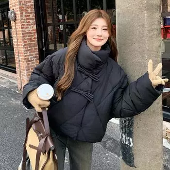 МОДА хлопковая одежда женская короткая 2024 зима новый дизайн нишевая маленькая корейская ins студенческая хлебная одежда куртка модная Одежда S