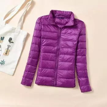 МОДА холодная зима большой размер пуховик женский зимний новый короткий воротник стойка утолщенный теплый тонкий пуховик Одежда M хаки