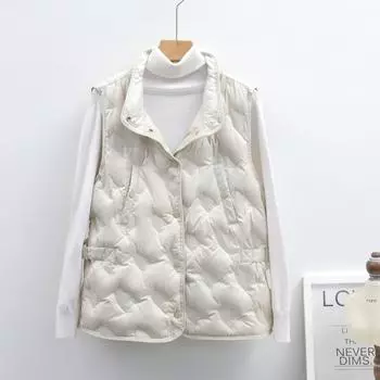 МОДА холодная зима женская 90 флис прессованный клей однотонный зимний жилет женский жилет женский новый пуховик Одежда S белый