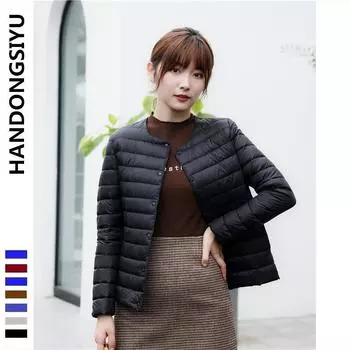 МОДА Холодная зима Женская бархатная женская одежда с круглым вырезом и V-образным вырезом Длинный рукав Подкладка Однотонный пуховик Простая куртка Одежда S