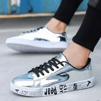 Мода hot9 Мужская повседневная обувь Классическая унисекс обувь для сноуборда Мужская мода кроссовки дышащая кожаная обувь Студенческая обувь на плоской подошве Большой размер 36 серебряный