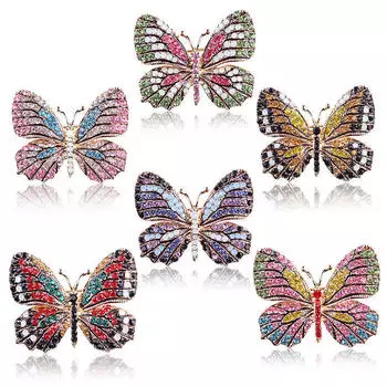 Мода и защита окружающей среды Сплав Цветные Стразы Бабочка Животное Брошь Корсаж Женские Аксессуары Брошь