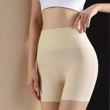 мода Ice Silk Высокая талия Женские бесшовные шорты Защитные брюки Живот Бедра Похудение Спортивные боксерские шорты Формирование жира Живот Женские трусики M белый