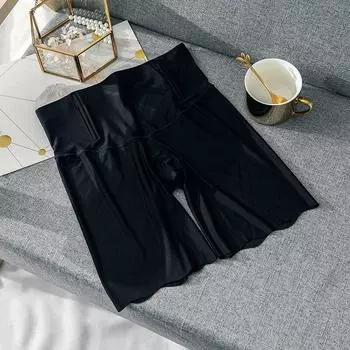 мода Ice Silk женские трусики с высокой талией бесшовные защитные шорты для живота не скручивающиеся корректирующее белье для тела шорты для утягивания живота L чёрный