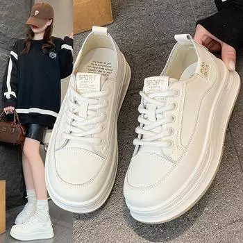 Мода Интернет знаменитости взрыв толстая подошва белые туфли женские весна-лето 2025 новые туфли для доски универсальные увеличение высоты повседневные 35 белый