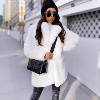МОДА искусственный мех кролика новый пиджак искусственный мех куртка европейская и американская женская свободный пух мягкая меховая куртка кролика Одежда S хаки