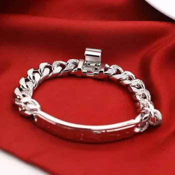 Мода Италия Хип-Хоп Панк Браслет Стерлингового Серебра 925 Панк Браслет Изящных Ювелирных Изделий Подарок 18cm