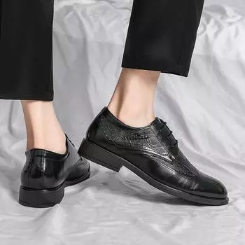 Мода Италия Остроносые мужские кожаные туфли Модный дизайнерский стиль Свадебные вечеринки На открытом воздухе Повседневные деловые универсальные мужские Универсальные туфли 38 коричневый