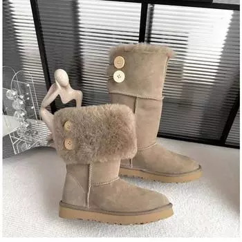 Мода Изготовленные из натуральной кожи и шерсти, индивидуальные пуговицы модные и теплые, с подкладкой из натуральной кожи и меха. 35