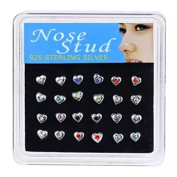 Мода Jewley Heart 24 шт. Украшения для тела Пирсинг носа Кольца в носу