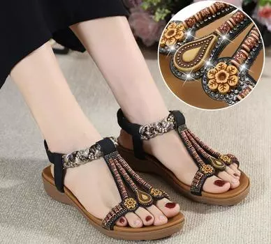 мода кисточка большой размер удобные туфли для женщин сандалии со стразами летний каблук костюм женский бежевый бахрома большие девочки мода черный плоский 35 абрикосовый