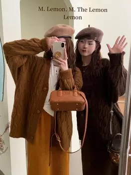 МОДА Колледж Маленький Ароматный Стиль Одежда Женская Зима 2024 Новые Маленькие Мужские Свитера Модная Одежда One size красный