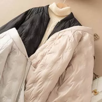 МОДА Короткие пуховики женские зимние женские маленькие женские 2024 новые белые утиные пуховики модная зимняя одежда женская одежда S чёрный