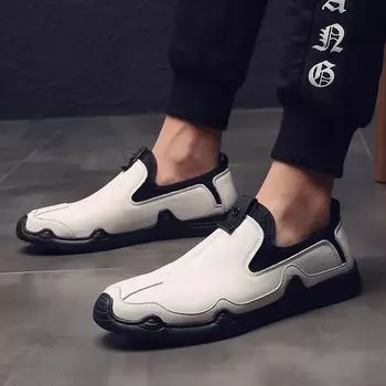 Мода Красивые Повседневные Туфли Мужская Мягкая Удобная Плоская Нижняя Обувь Для Ходьбы Лоферы 38 белый