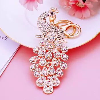 Мода Красочный Брелок Павлин Павлиний Шарм для Сумки Подвеска Стразы Кристалл Брелок Сумка
