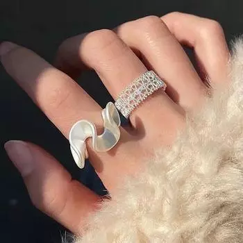 Мода Кристалл Сердце Любовь Регулируемые Кольца Для Женщин Роскошный Дизайн Премиум Открытые Кольца На Палец Свадьба Модные Ювелирные Изделия Подарки