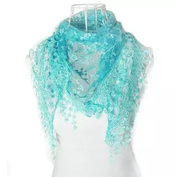 Мода Кружево Кисточка Прозрачный Rntout Цветочный Принт Мантилья Шарф Шаль One Size