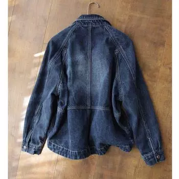 МОДА куртка джинсовая женская куртка темпераментный силуэт уменьшающий возраст универсальный свободный тонкий бейсбольная форма женский стиль колледжа Within S105 синий