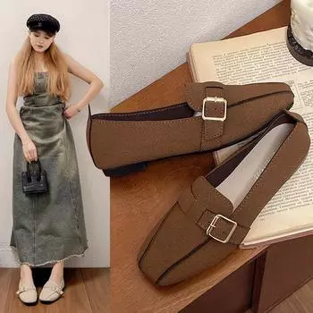 мода квадратный носок балетки женские мокасины неглубокие мягкие повседневные туфли-лодочки лето 2024 прогулочные новые сандалии платье уютные Mujer Zapatos 37 бежевый