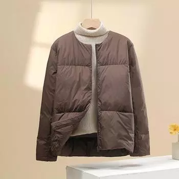 МОДА Легкая куртка-пуховик Женская одежда Зимняя новая ветрозащитная теплая куртка с круглым вырезом Легкая куртка-пуховик Женская S recommends 80-50kg