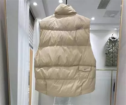 МОДА легкий пуховый жилет женский короткий заклепочный теплый пуховый жилет белый пуховик стоячая куртка Одежда one size fits all