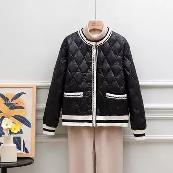 МОДА Легкий тонкий пуховик женский зимний новый свободный модный белый утиный пух короткий пуховик осеннее пальто M