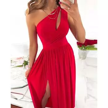 МОДА Летнее элегантное одно плечо с высоким разрезом и вырезом макси вечернее платье женское длинное свадебное вечернее сексуальное платье S