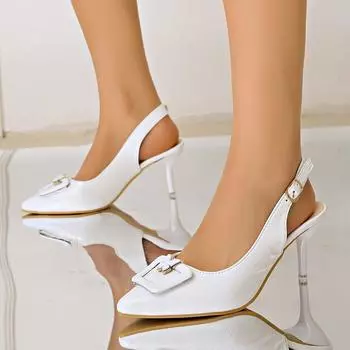мода Летние женские босоножки с бабочками, модные элегантные туфли с острым носком Singbacks, туфли-мюли, женские босоножки на высоком каблуке 35 белый