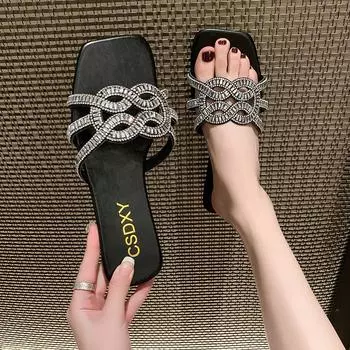 мода | Летние женские шлепанцы, черные, белые, дизайнерские, брендовые, модные, женские, на плоской подошве, с открытым носком, домашние шлепанцы, повседневные, сандалии, популярные 35 бежевый