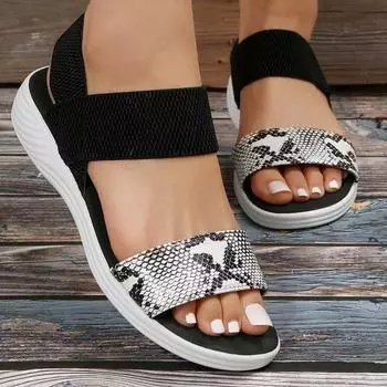 мода Летняя женская обувь Новые однотонные женские босоножки на платформе Классика Slip On Party Обувь на танкетке Женские босоножки Женские 36