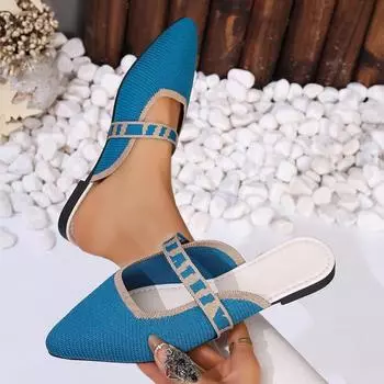 мода Лето Новые женские модные сандалии с острым носком и закрытым носком Повседневные повседневные брендовые дизайнерские женские тапочки Zapatos 36 бежевый