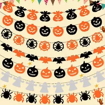 Мода летучая мышь 2018 Новый Хэллоуин паук череп Хэллоуин флаги фестиваль принадлежности украшения дома Горячая Распродажа тыква вечеринка украшения нетканые материалы Личность 7