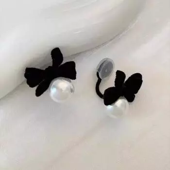 Мода Личность Дизайн Темперамент Бархатный Лук Жемчуг Геометрические Серьги Женские