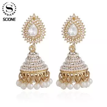 Мода Личность Вода Капля Жемчужный Фонарь Кулон Серьги белый