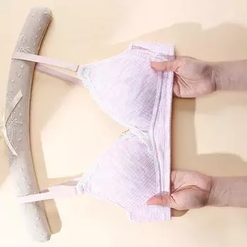 мода Маленькая грудь новое простое нижнее белье сексуальное кружевное студенческое бюстгальтер колледж женский бюстгальтер маленький глубокий V бюстгальтер 70A розовый