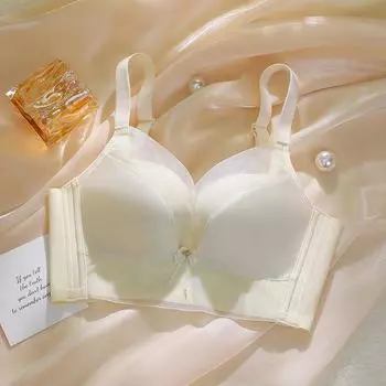 мода Маленькая грудь показывает большую сборку нижнее белье женское сексуальное тонкое верхняя поддержка без стального кольца регулировка бюстгальтер крышка 75B красный