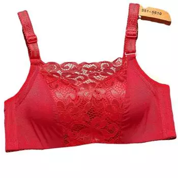 мода Маленькая грудь трубка топ кружевной бюстгальтер сборка анти-легкий очень толстое нижнее белье удобный бюстгальтер 70B красный