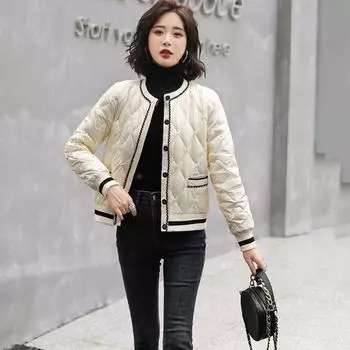 МОДА маленький ароматный ветер легкий пух зимний новый маленький белый утиный пух легкий и тонкий корейская версия иностранный стиль модная одежда M чёрный