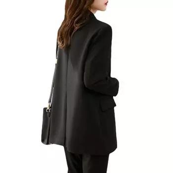 МОДА Маленький костюм женский зимний новый модный пригородный темперамент повседневный контрастный пиджак с разрезом костюм женская одежда S recommends within 50kg чёрный