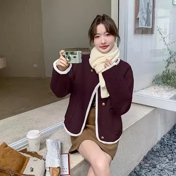 МОДА Маленькое мужское пальто из искусственного меха ягненка, женское, зимнее, 2024, новое, маленькое, ароматное, стильное, короткая куртка, одежда S