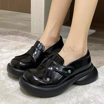 мода Мэри Джейн Туфли Милые Женские Туфли На Танкетке Туфли На Платформе Женские Готические Девушки Лолита Панк Туфли Высокие Каблуки Плюс Размер 43 34 чёрный