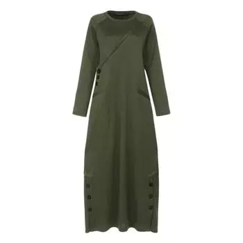 МОДА Макси-платье с круглым вырезом, устойчивое к холоду, дышащее, популярное, стильное, повседневное, большого размера, пуловер, толстовка, Макси-платье, повседневная одежда M темно-синий